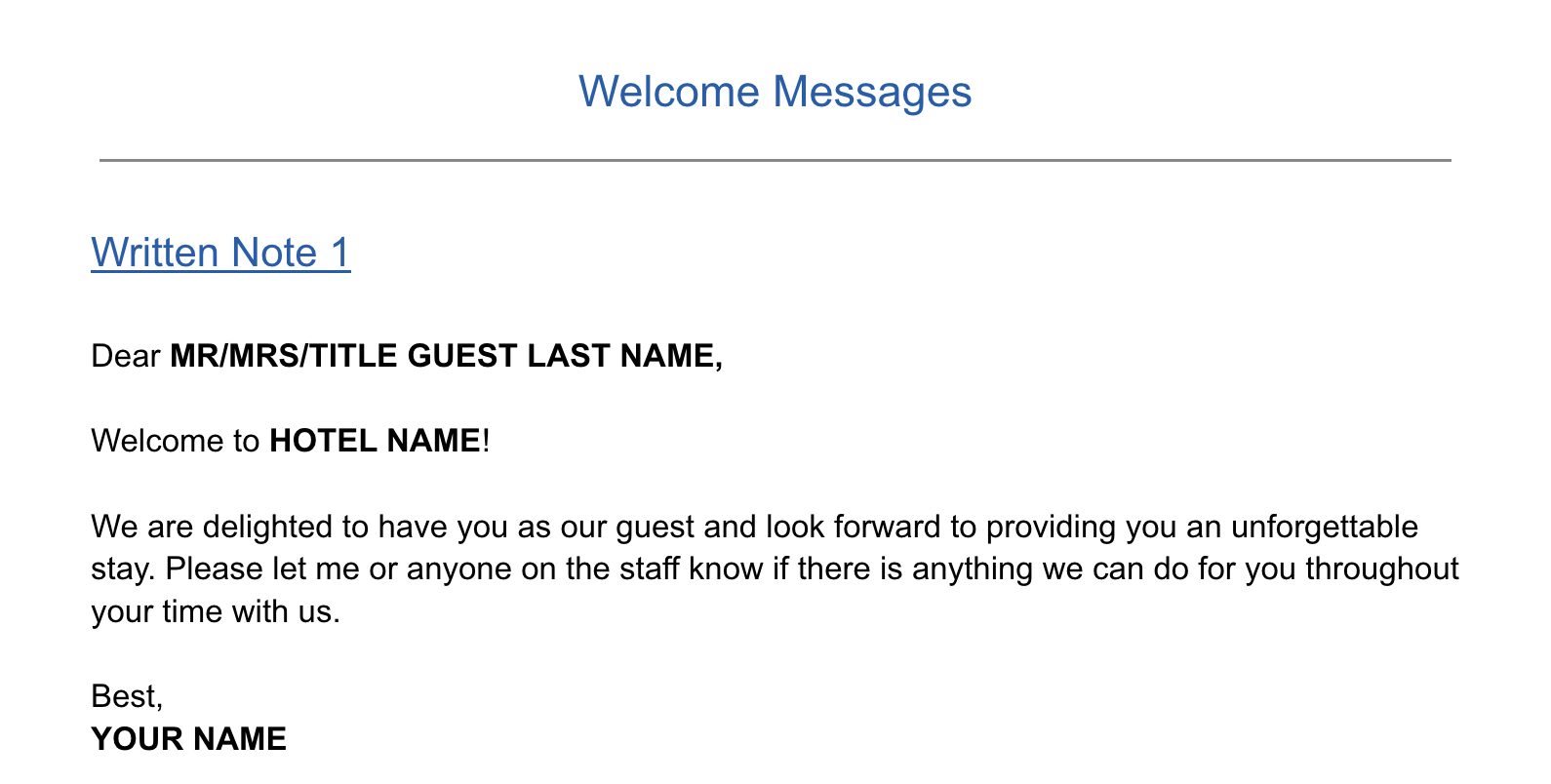 Make a Guest’s Day With a Written Note FREE Hotel Message Templates